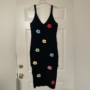 Knit floral bodycon dress